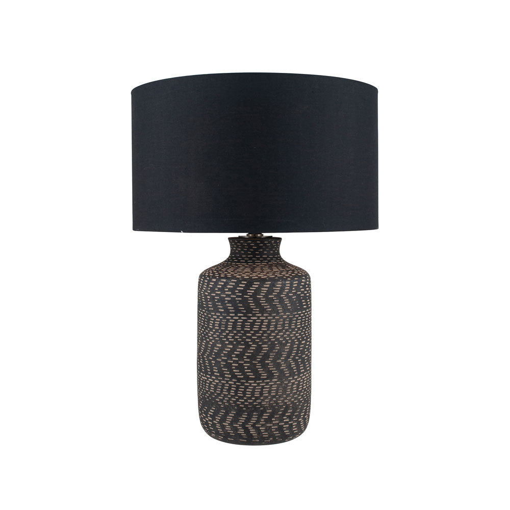 Atouk Textured Black Stoneware Table Lamp - Base Only